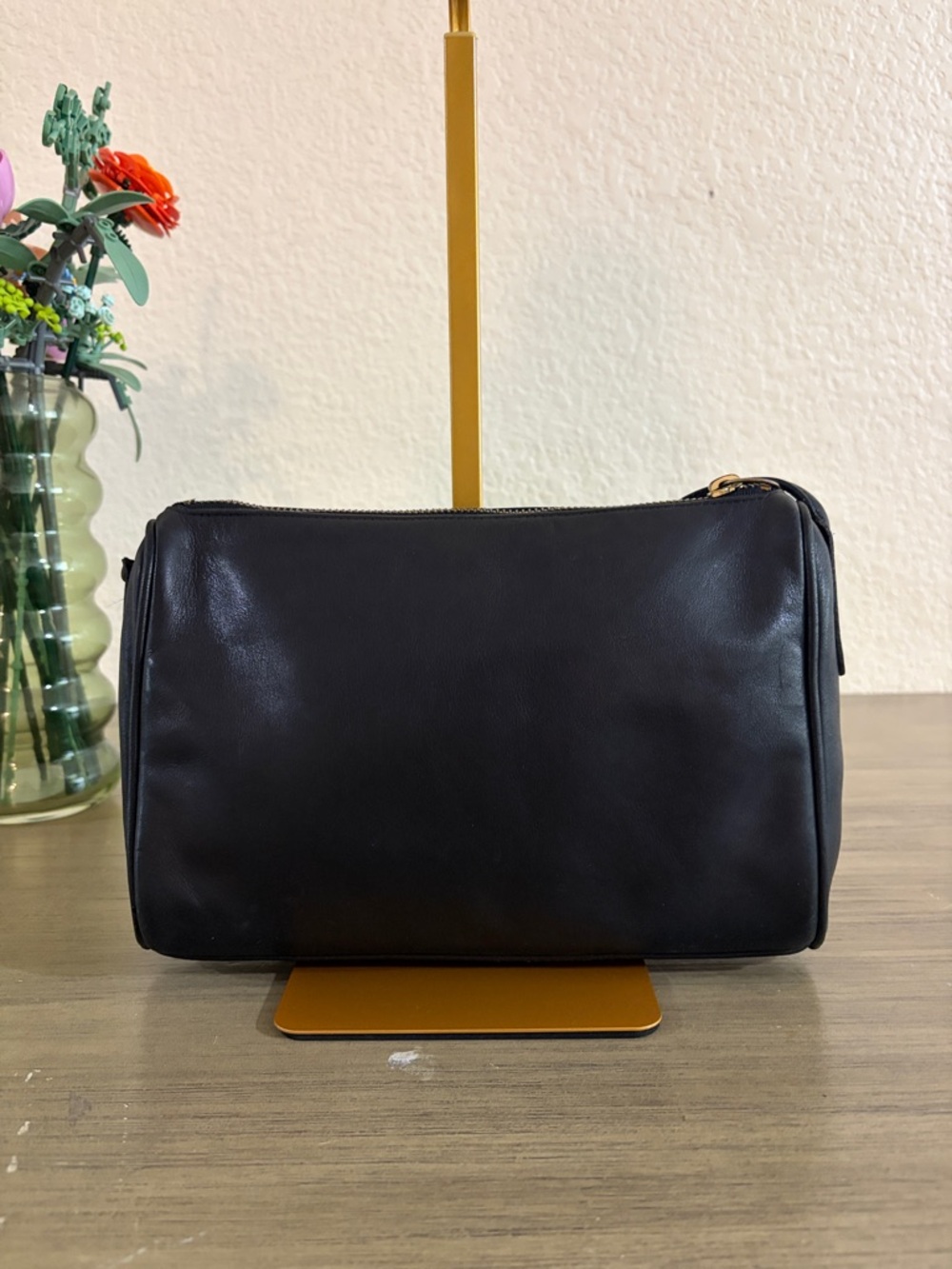 VINTAGE COACH Black Genuine Leather Zipper Satchel Bag Coach